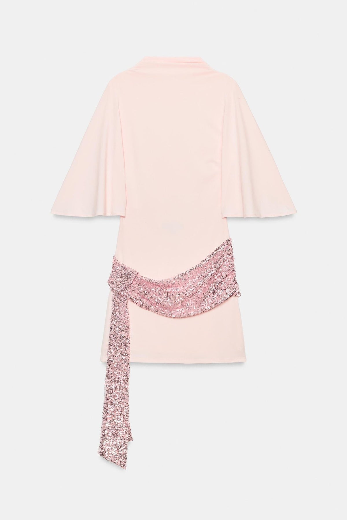 Women's Mini Dress with Sequin Sash and Draped Hip Detail