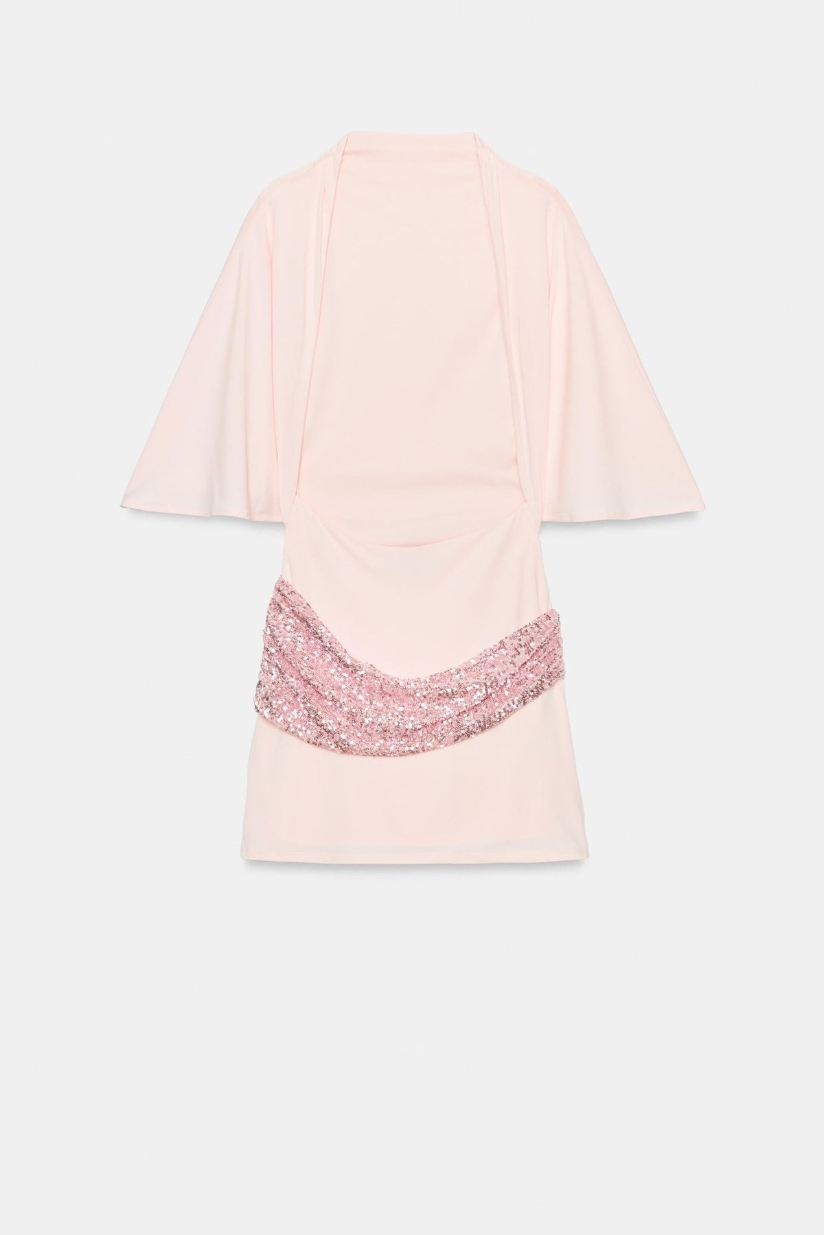 Women's Mini Dress with Sequin Sash and Draped Hip Detail