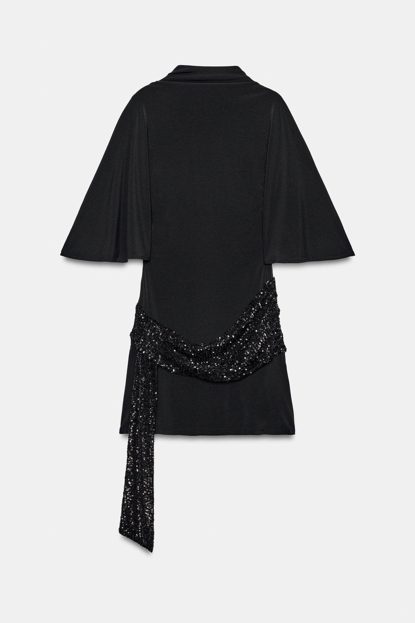 Women's Mini Dress with Sequin Sash and Draped Hip Detail