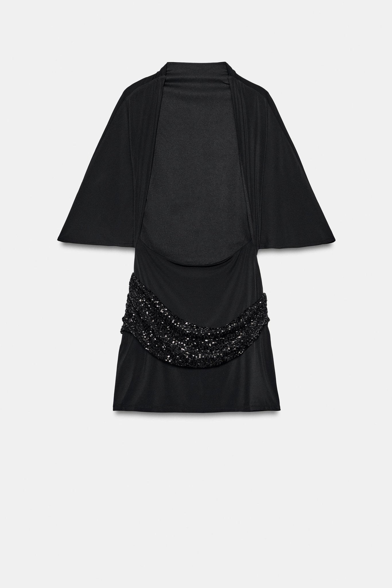 Women's Mini Dress with Sequin Sash and Draped Hip Detail