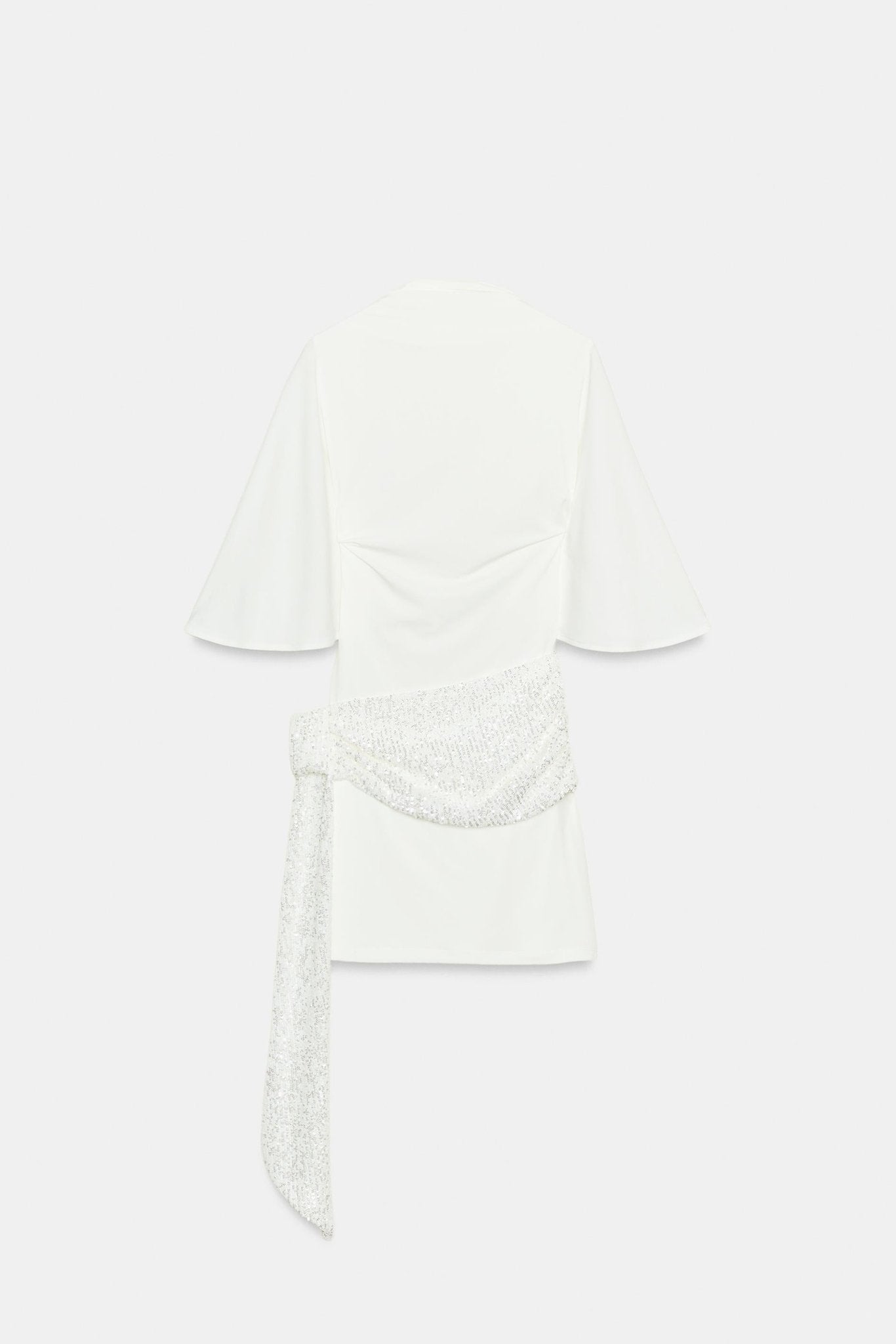 Women's Mini Dress with Sequin Sash and Draped Hip Detail