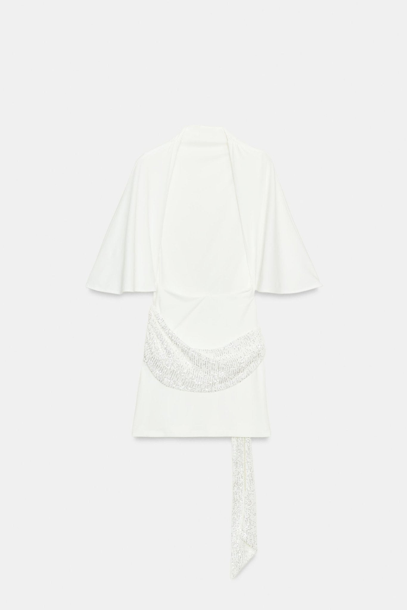 Women's Mini Dress with Sequin Sash and Draped Hip Detail