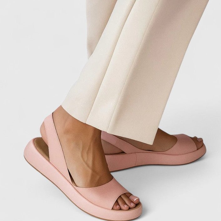 Womens Platform Sandals with Peep Toe and Elasticated Slingback Strap