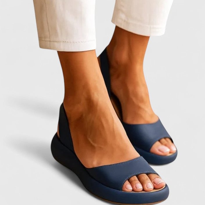 Womens Platform Sandals with Peep Toe and Elasticated Slingback Strap