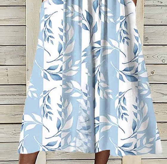 Women's Floral Midi Dress with Bolero Jacket, Leaf Print A-Line