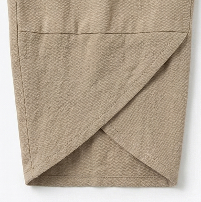 Womens Linen Trousers with Wide Leg, Cropped Length and Pockets