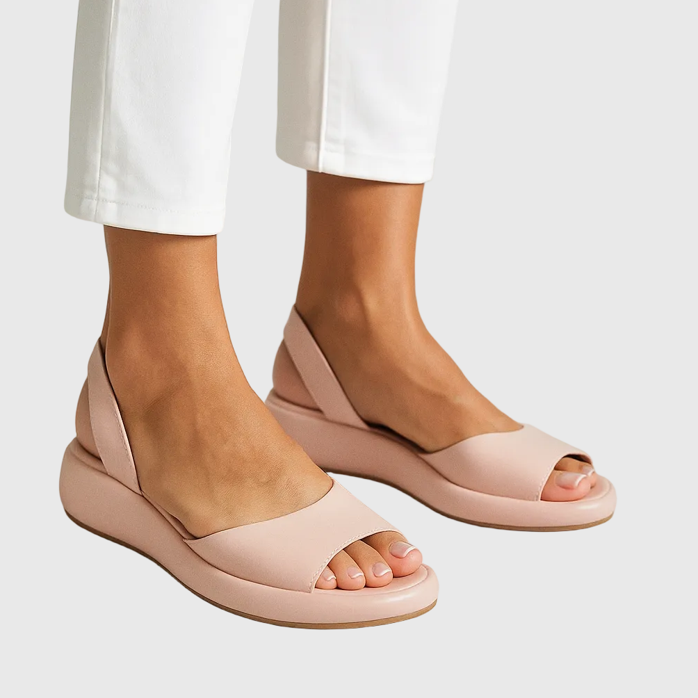 Womens Slide Sandals with Open Toe and Elastic Slingback Strap