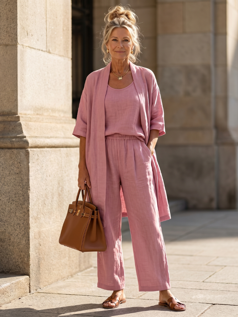 Matching Sets for Summer, Women's Three Piece Linen Look Lounge Set