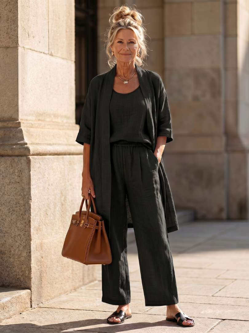 Matching Sets for Summer, Women's Three Piece Linen Look Lounge Set