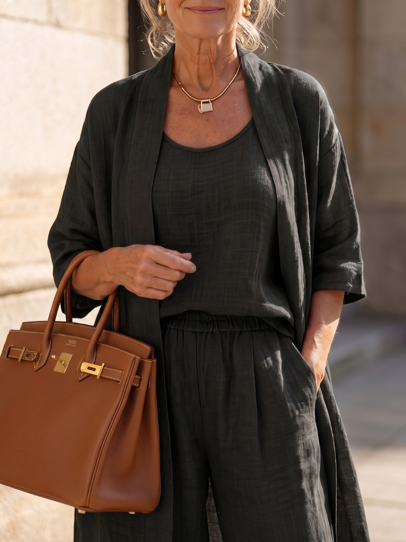 Matching Sets for Summer, Women's Three Piece Linen Look Lounge Set