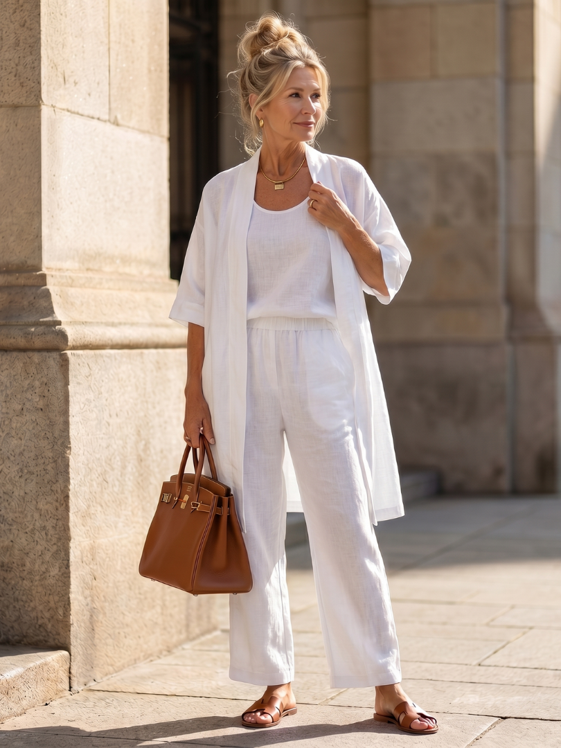 Matching Sets for Summer, Women's Three Piece Linen Look Lounge Set