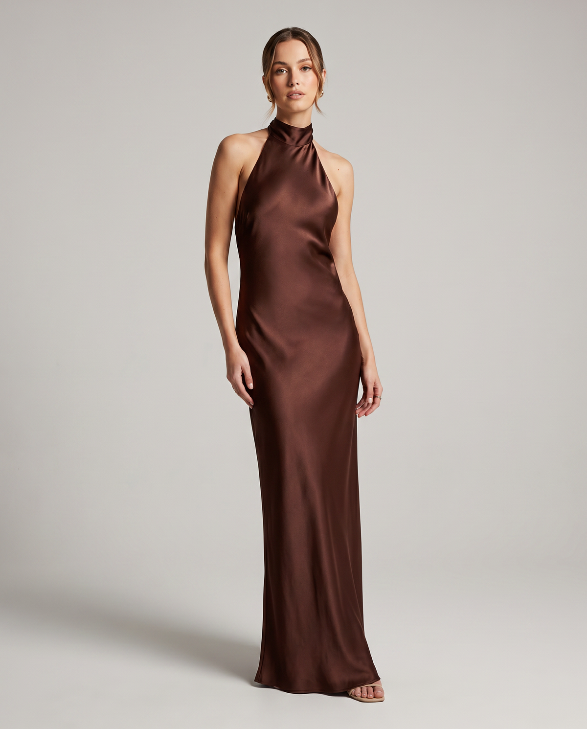 Women's Brown Maxi Dress for Evening Events - Image 3