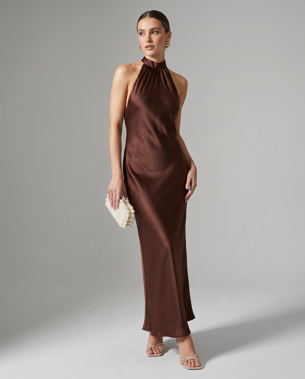 Women's Brown Maxi Dress for Evening Events - Image 4