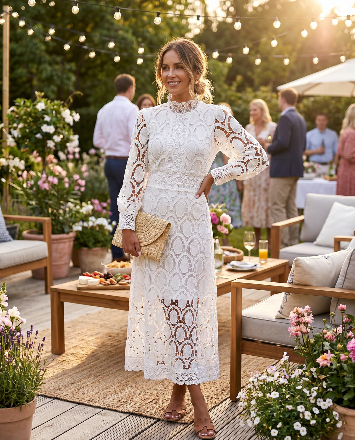 Women's Lace Midi Dress for Parties - Image 1