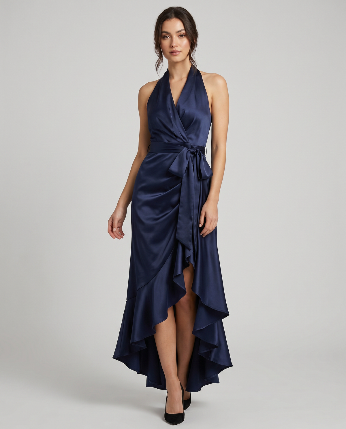 Women's Navy Halter Neck Maxi Dress for Formal Events - Image 4