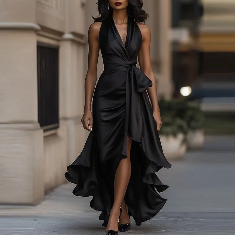 Women's Navy Halter Neck Maxi Dress for Formal Events - Image 7