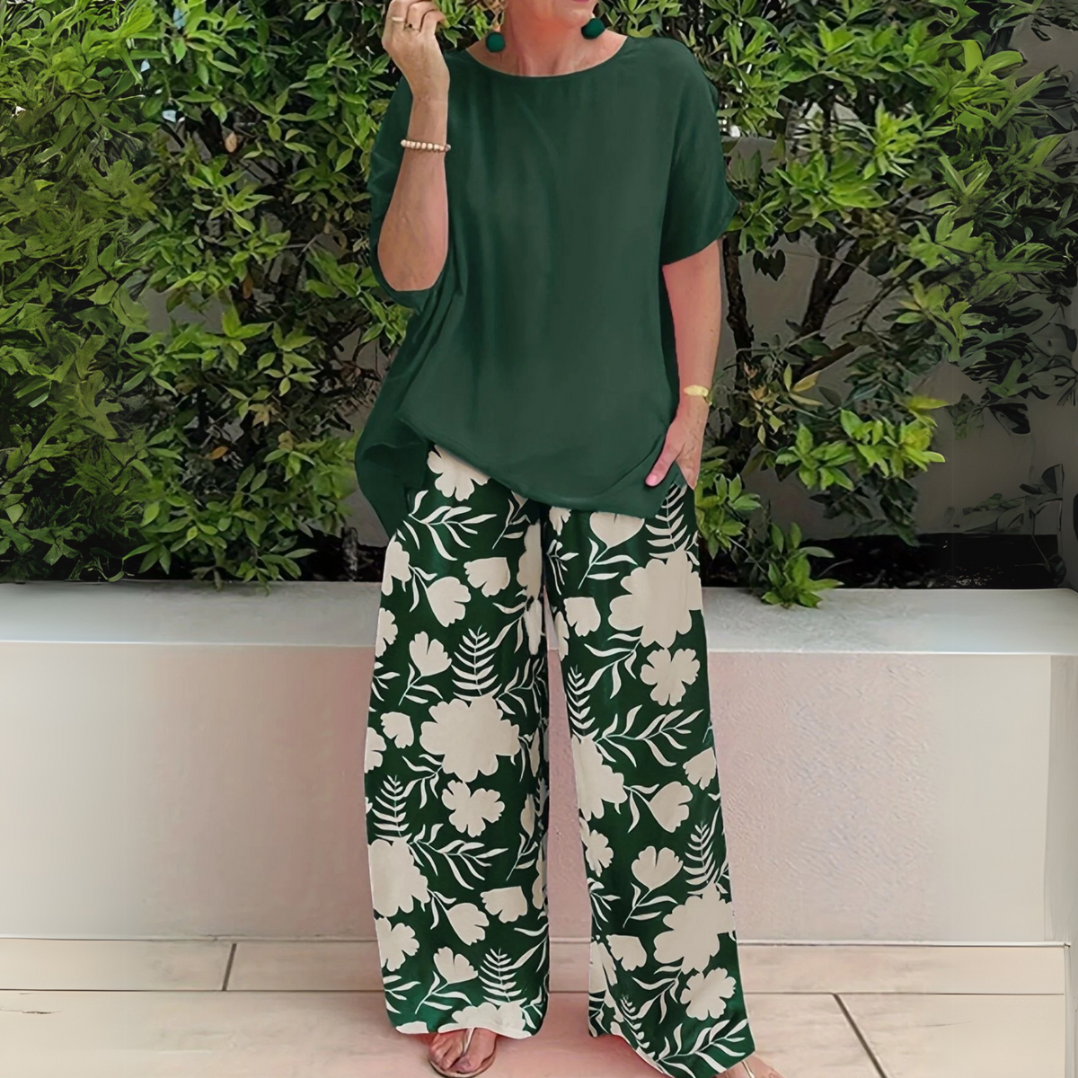 Women's Plus Size Long Sleeve Top and Trouser Set - Image 1