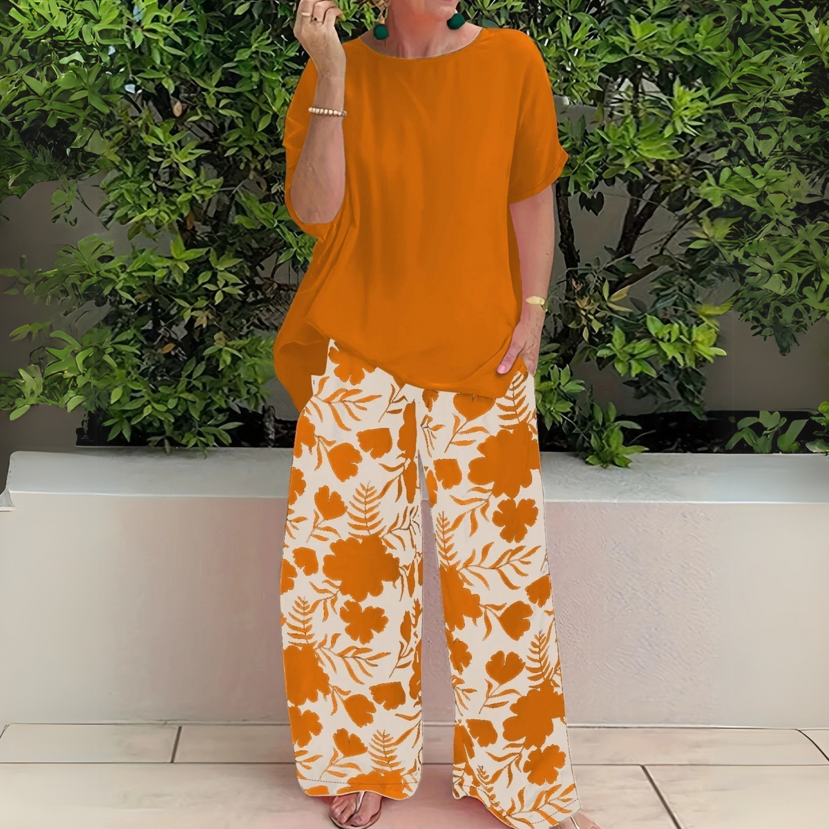 Women's Plus Size Long Sleeve Top and Trouser Set - Image 3