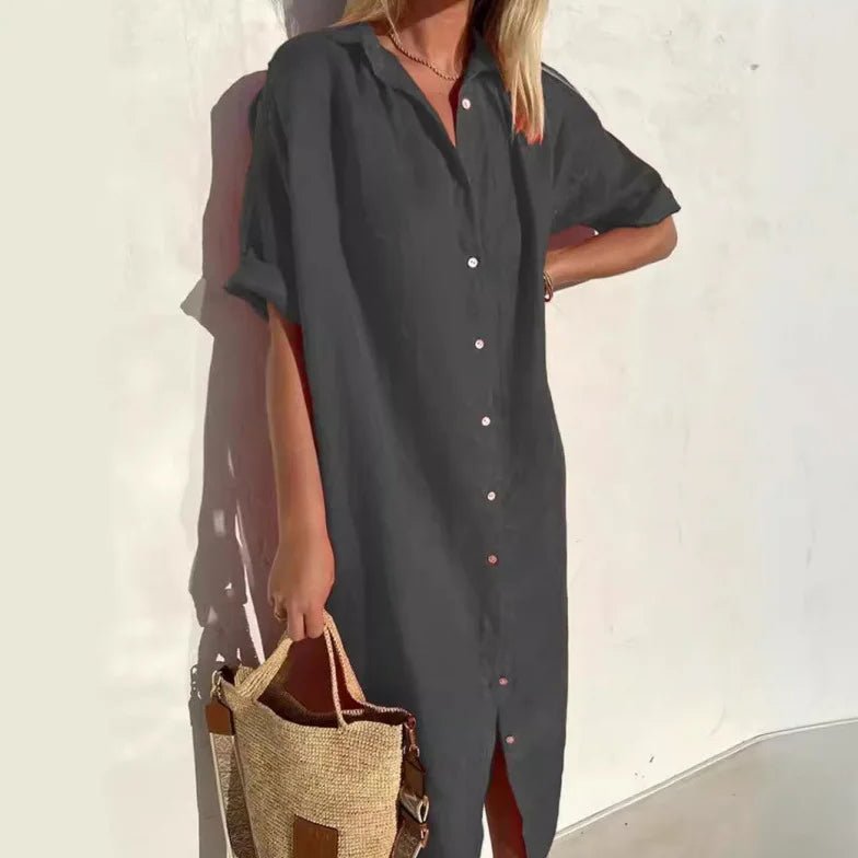 Women's Relaxed Fit Midi Shirt Dress - Image 10
