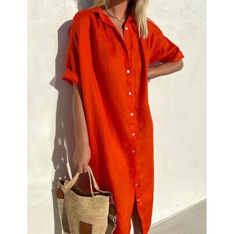 Women's Relaxed Fit Midi Shirt Dress - Image 11