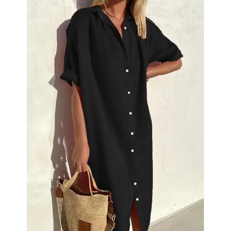 Women's Relaxed Fit Midi Shirt Dress - Image 13