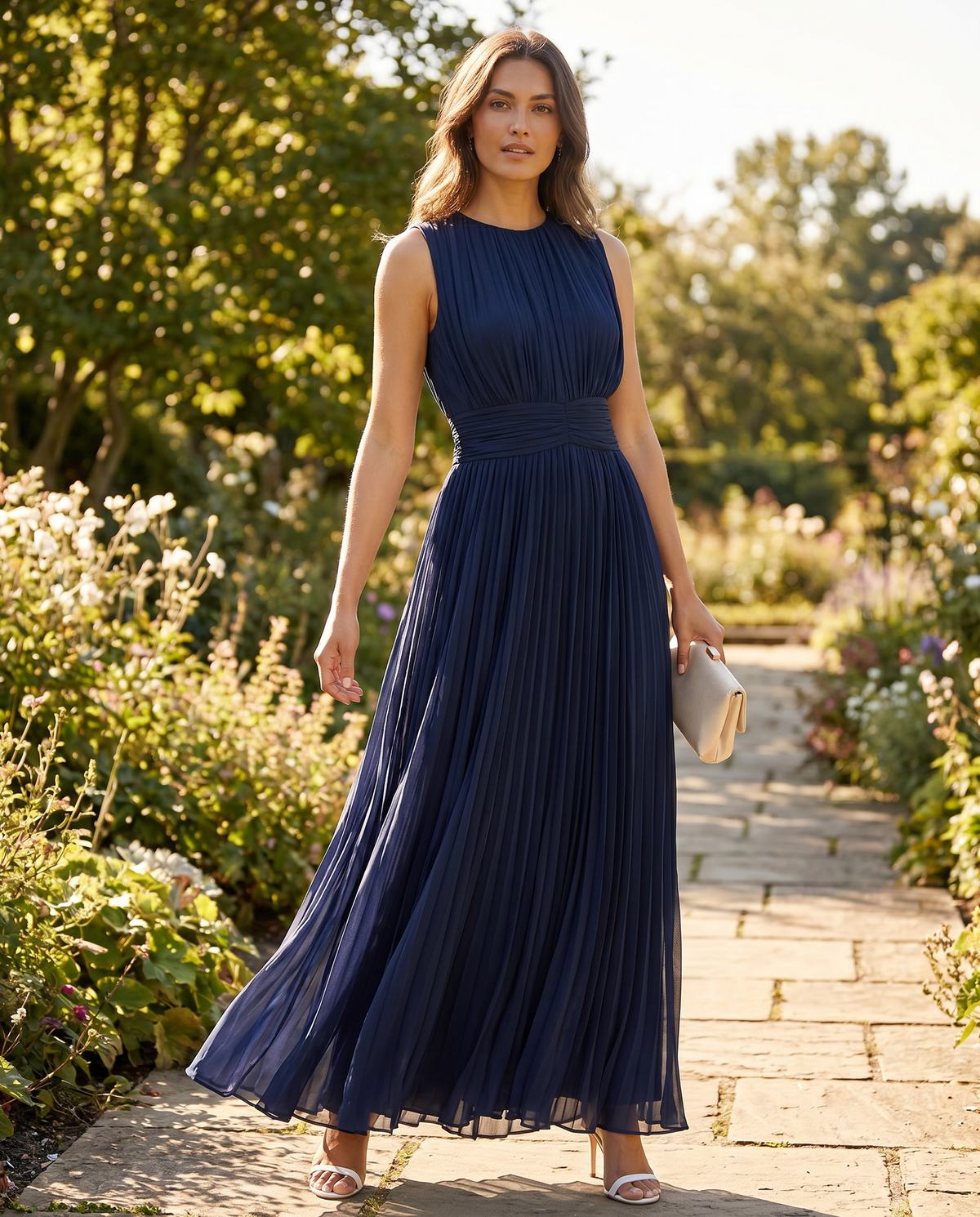 Women's Sleeveless Ruched A-Line Maxi Dress - Image 1