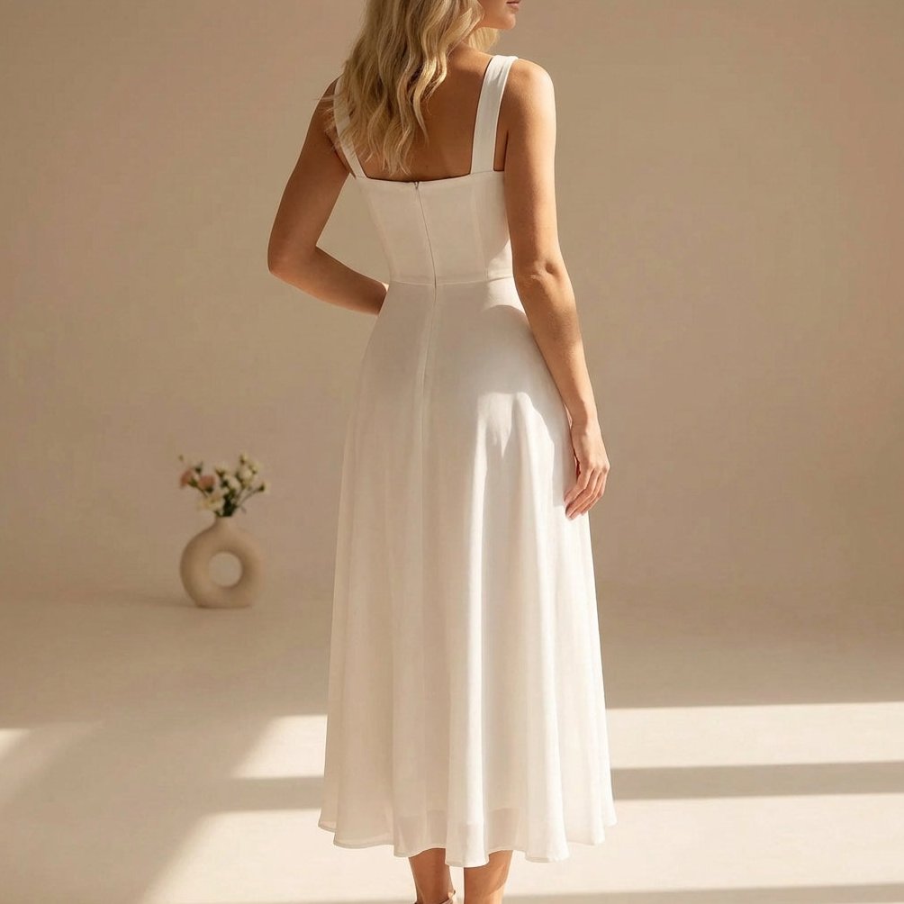 Women's Square Neck Sleeveless A-Line Midi Dress - Image 2
