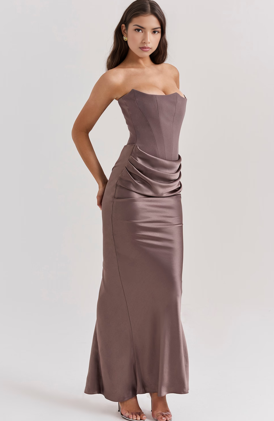 Women's Strapless Corset Maxi Dress - Image 8