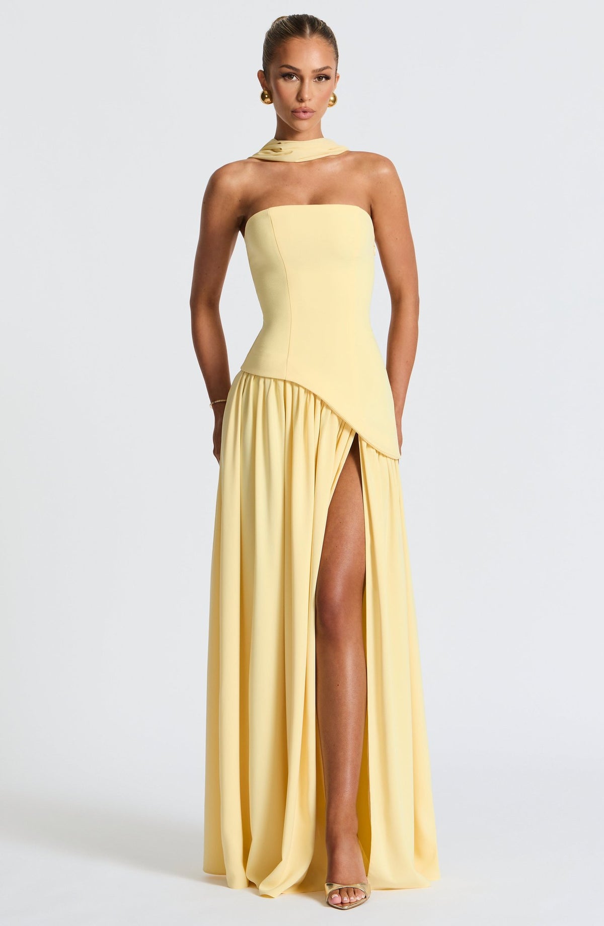 Women's Strapless Maxi Dress with High Slit - Image 6