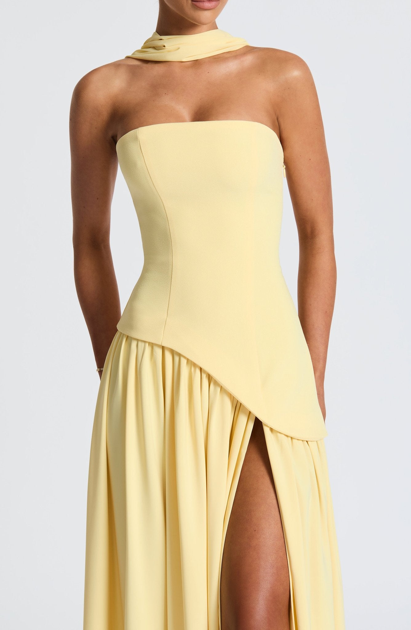 Women's Strapless Maxi Dress with High Slit - Image 9