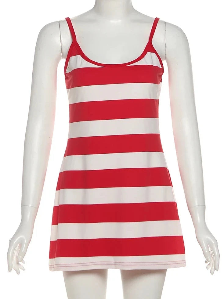 Women's Striped Sleeveless Bodycon Mini Dress - Image 6