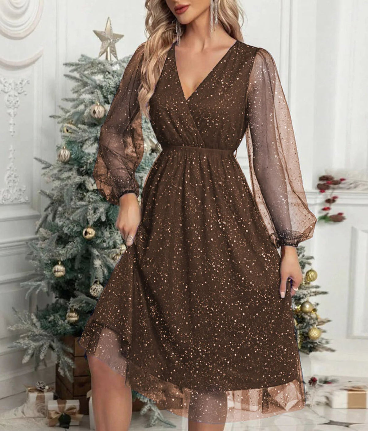 Women's V-Neck Midi Dress for Special Occasions - Image 6