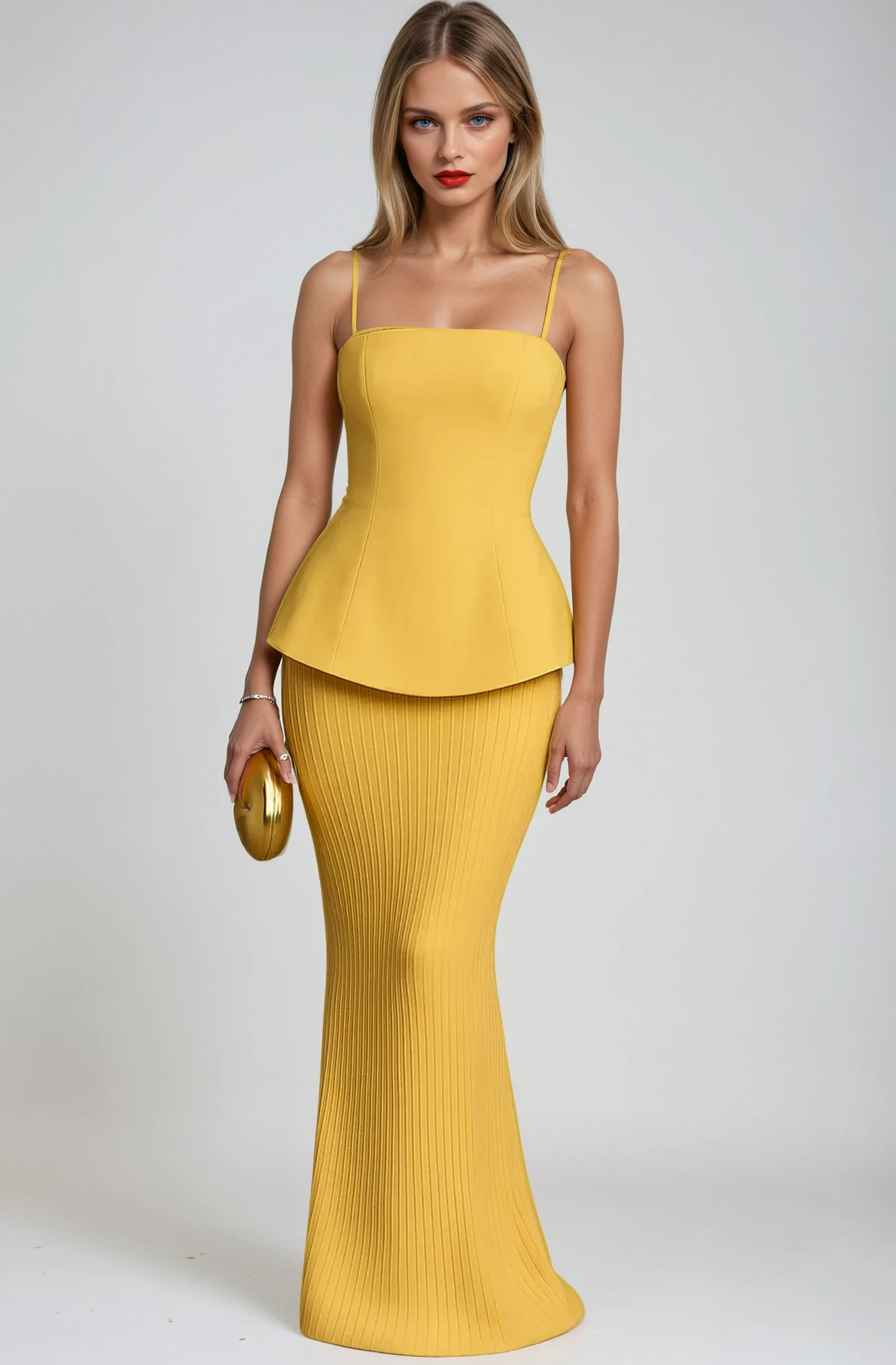 Women's Yellow Strapless Maxi Dress for Formal Events - Image 1
