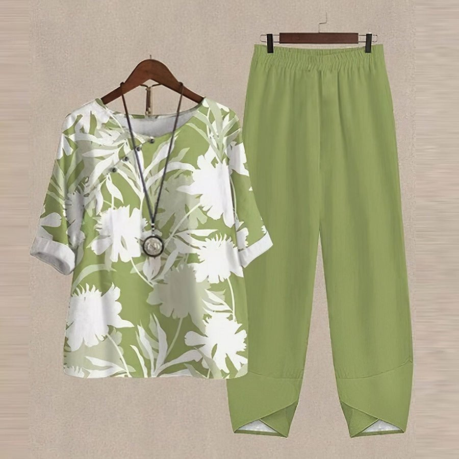 Summer 2 Piece Sets in Polyester for Women with Wide Leg Pants