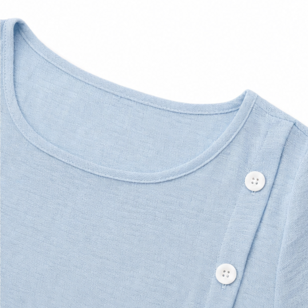 Summer Dresses for Women with Asymmetric Button Front in Linen Look