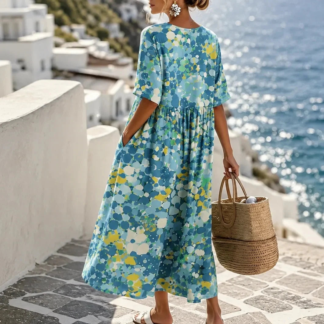 Summer Dresses for Women with Floral Print, Midi Length and Pockets