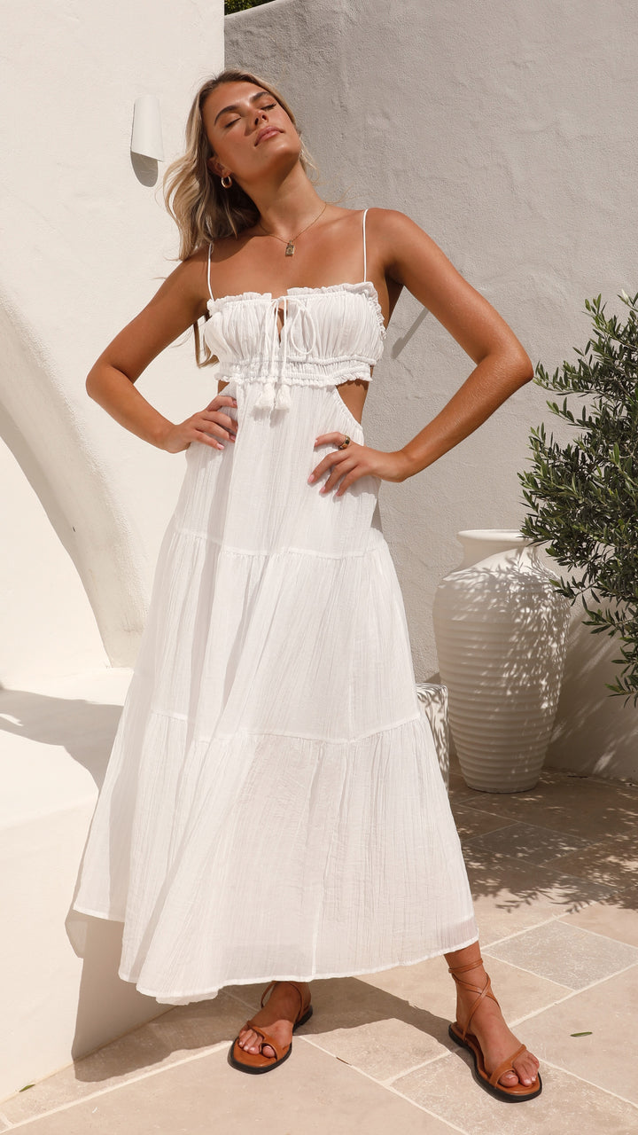 Summer Dresses for Women with Spaghetti Straps and Tiered Maxi Skirt