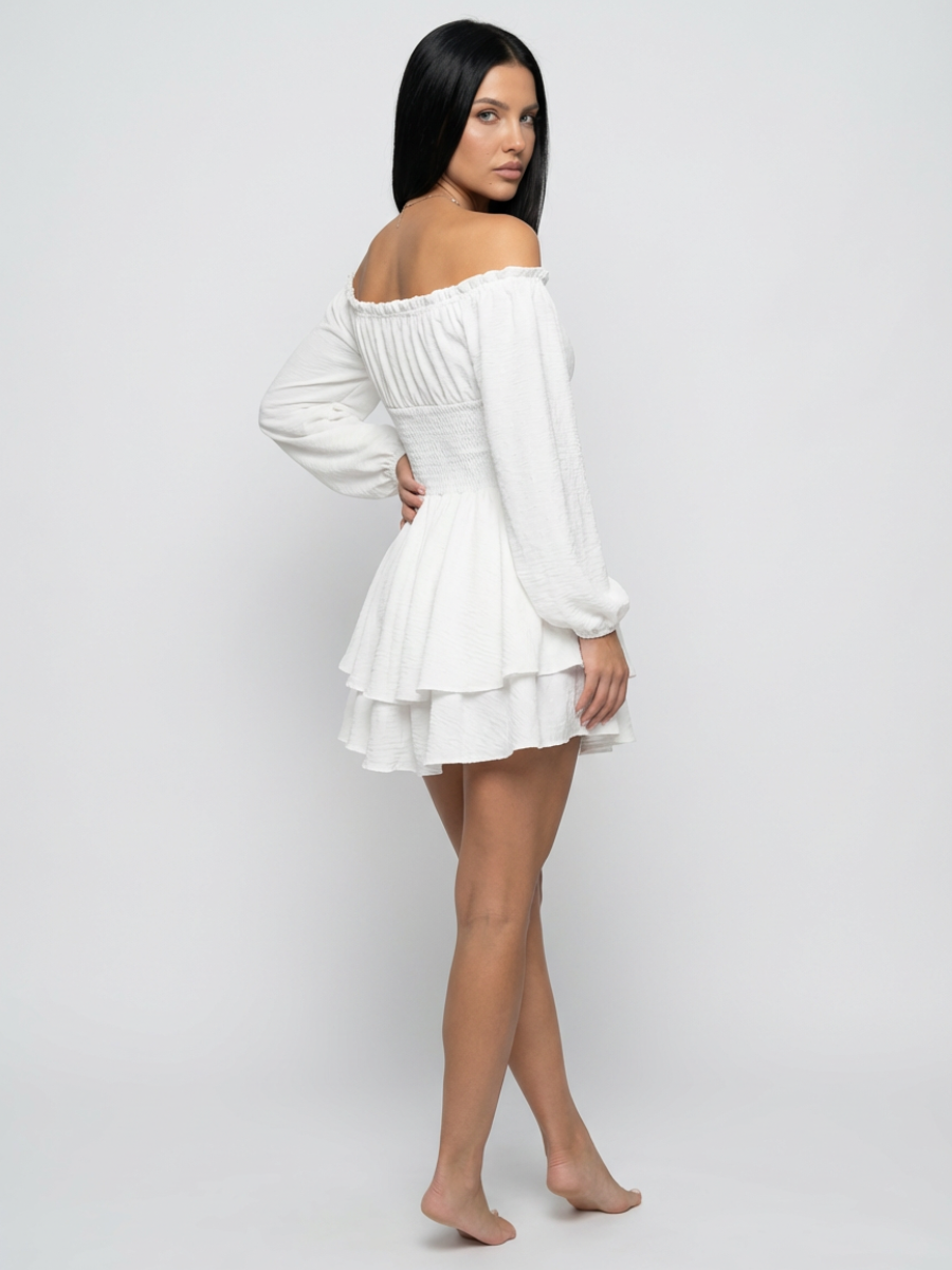 Summer Play Suits Women's Off-Shoulder Playsuit with Shirred Waist