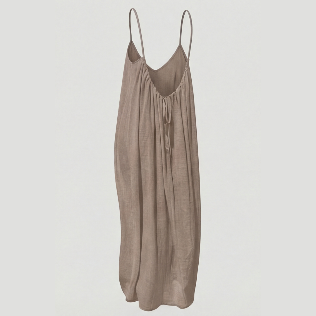 Women's Flowy Maxi Sundress with Open Back and Spaghetti Straps