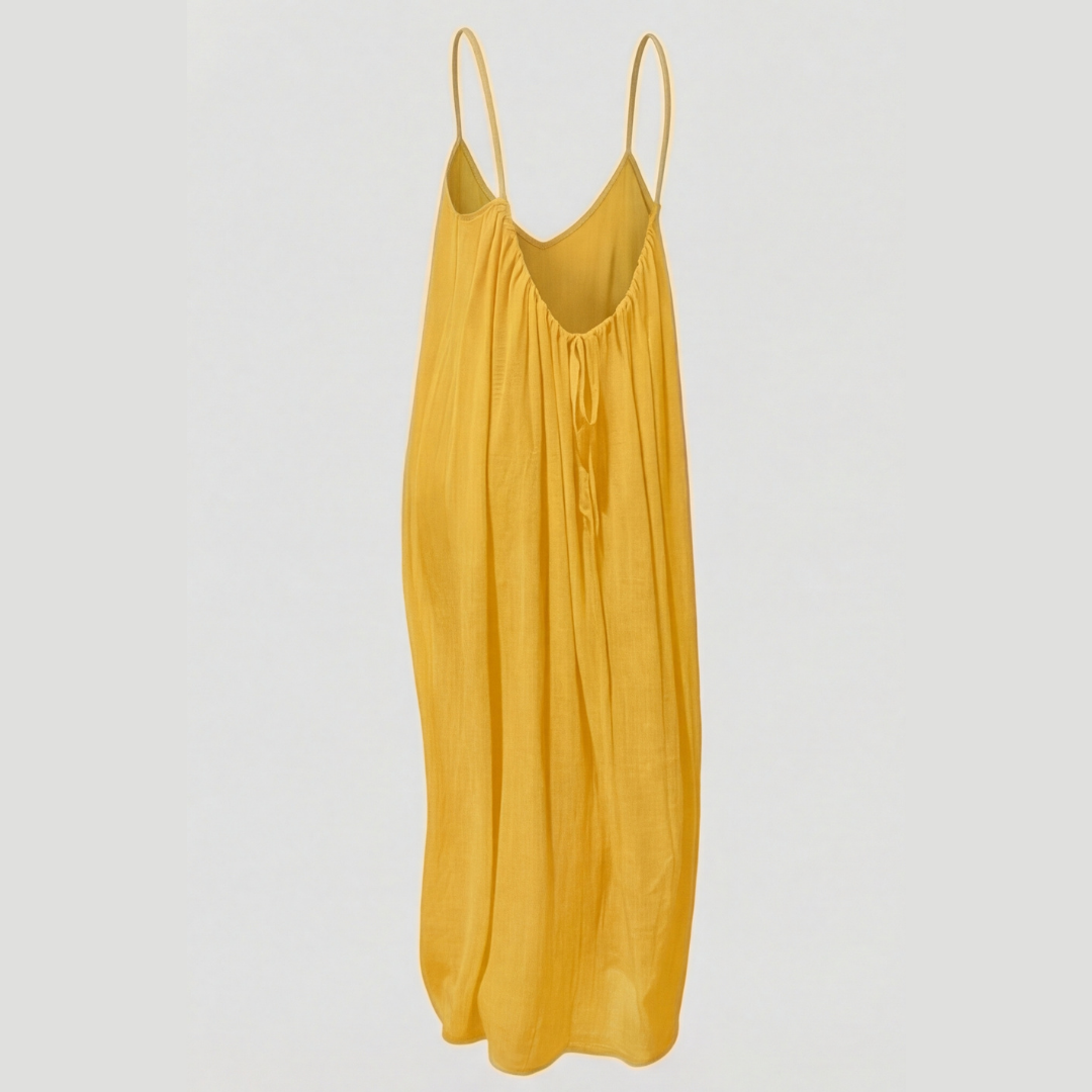 Women's Flowy Maxi Sundress with Open Back and Spaghetti Straps