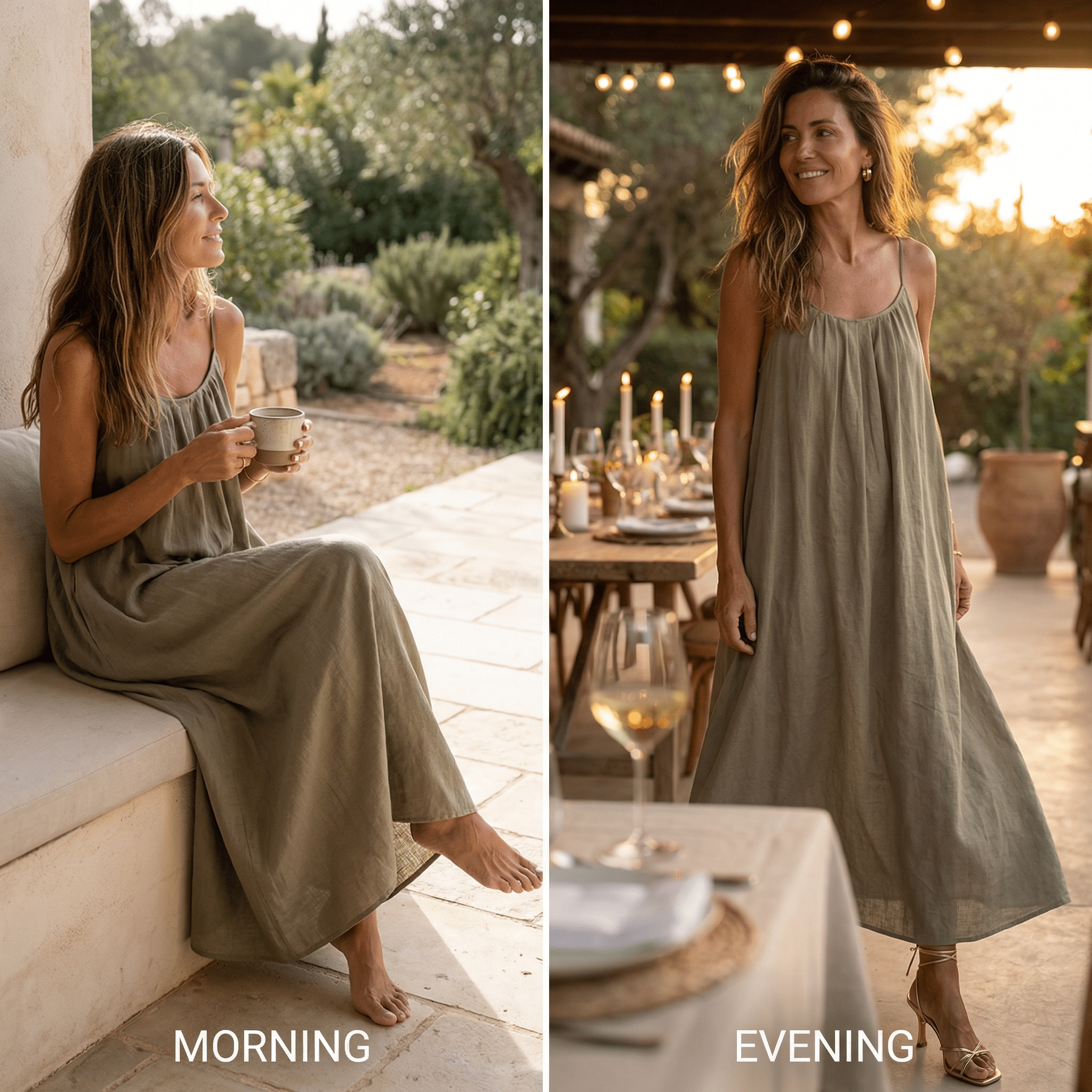 Women's Flowy Maxi Sundress with Open Back and Spaghetti Straps