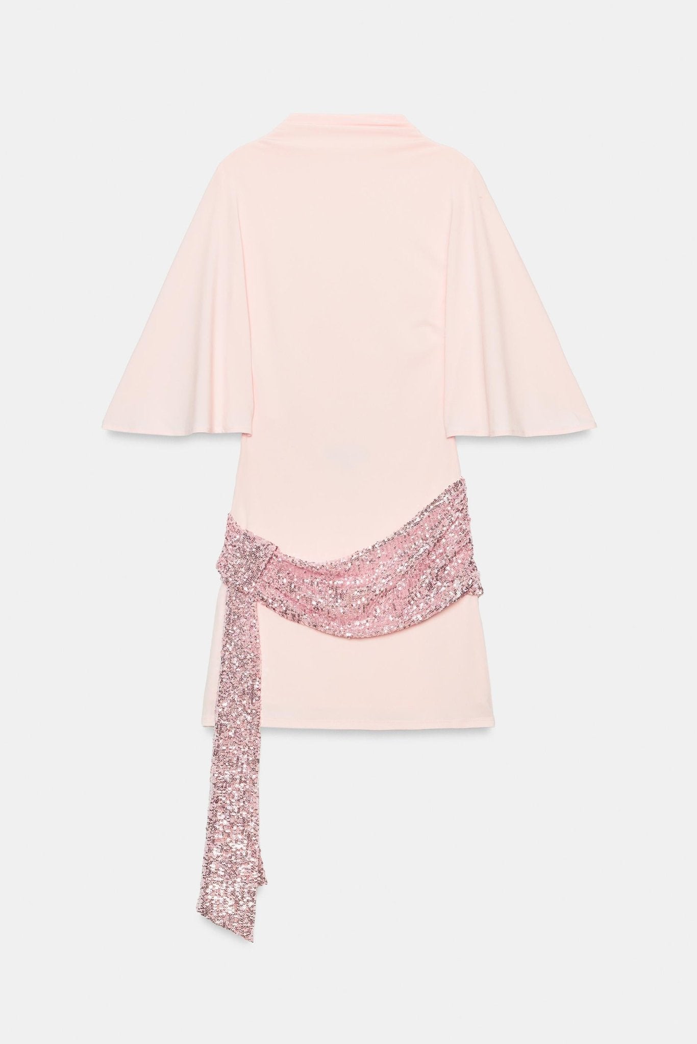 Women's Mini Dress with Sequin Sash and Draped Hip Detail