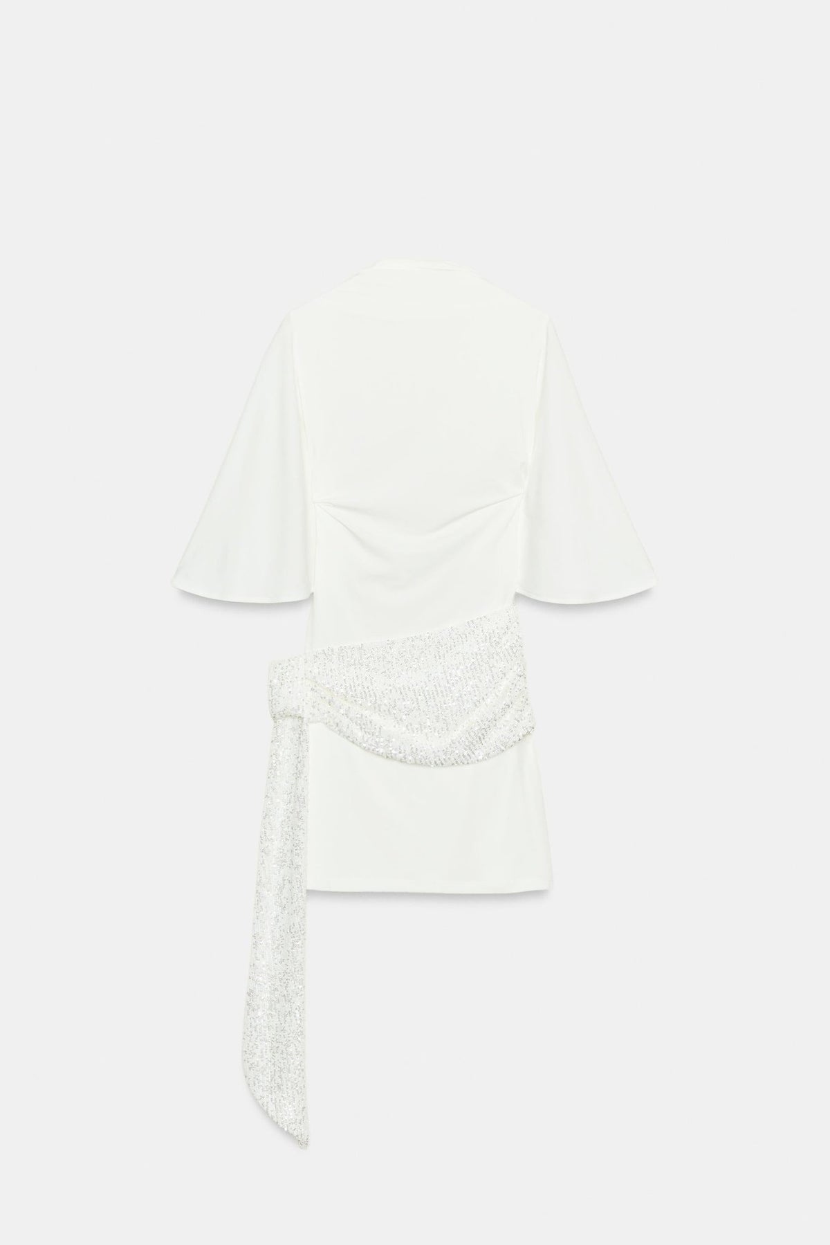Women's Mini Dress with Sequin Sash and Draped Hip Detail
