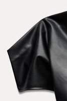 Asymmetric Midi Dress with Draped Neck in Faux Leather