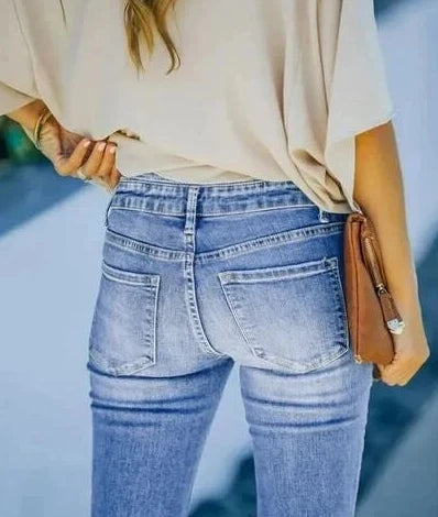 Flare Jeans for Women with High Waist in Light Blue Denim