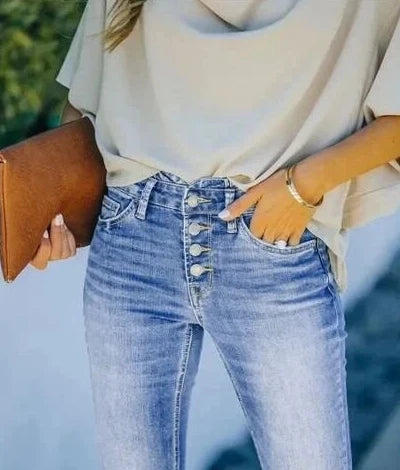 Flare Jeans for Women with High Waist in Light Blue Denim