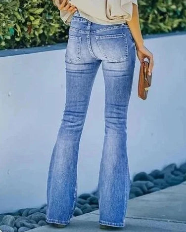 Flare Jeans for Women with High Waist in Light Blue Denim