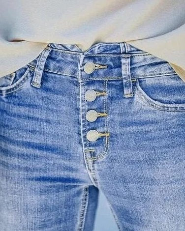 Flare Jeans for Women with High Waist in Light Blue Denim