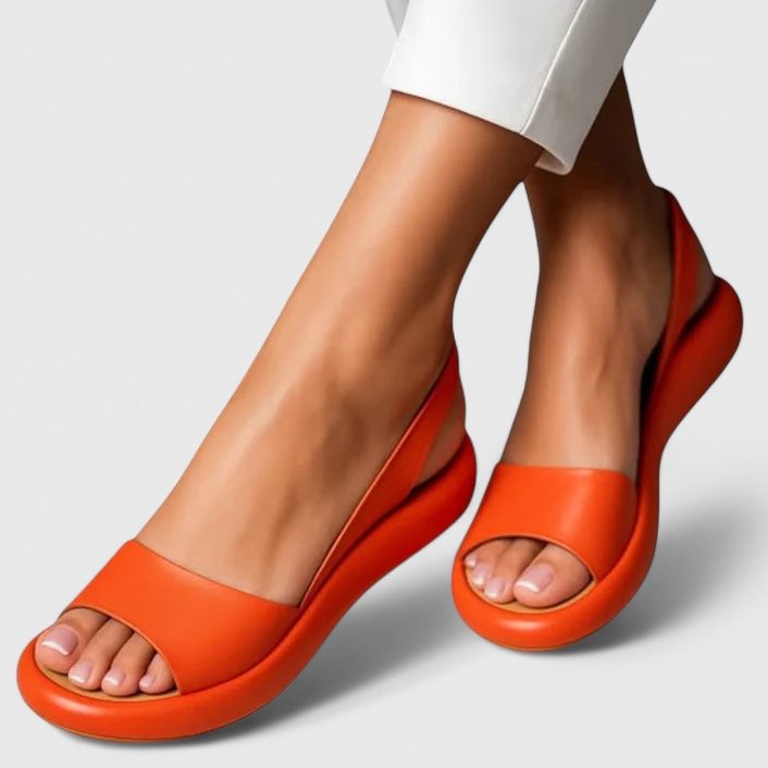 Womens Platform Sandals with Peep Toe and Elasticated Slingback Strap