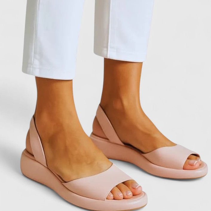 Womens Platform Sandals with Peep Toe and Elasticated Slingback Strap